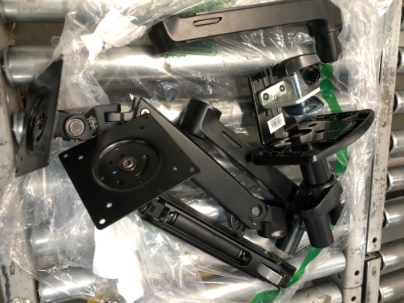 Photo 2 of **MISSING PARTS** Amazon Basics Dual Monitor Stand, Lift Engine Arm Mount, Black