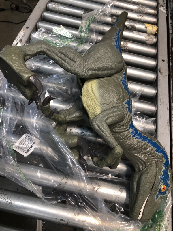 Photo 2 of **MISSING PARTS** Jurassic World Super Colossal Velociraptor Blue 18” High & 3.5 Feet Long with Realistic Color, Articulated Arms & Legs & Jurassic World Camp Cretaceous Super Colossal Indominus Rex Action Figure