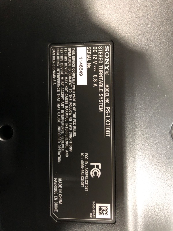 Photo 1 of Sony PS-LX310BT Belt Drive Turntable: Fully Automatic Wireless Vinyl Record Player with Bluetooth and USB Output Black