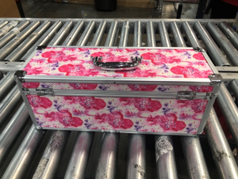 Photo 2 of Vaultz Storage Lock Box - 6.5 x 23 x 13.5 Inch Lockable Dorm Storage Trunk with Combination Lock - Briefcase, Medicine Box, Lock Boxes for Personal Items, Cash, Laptop - Pink Floral Pattern