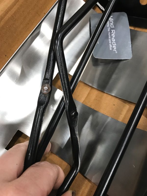 Photo 1 of *DAMAGED* Mind Reader COOLFIRE4-SIL 4 Piece Stand Alone Fire Place Set, Steel Construction, Includes Stand, Brush, Shovel/Scooper, Poker, Tongs Black