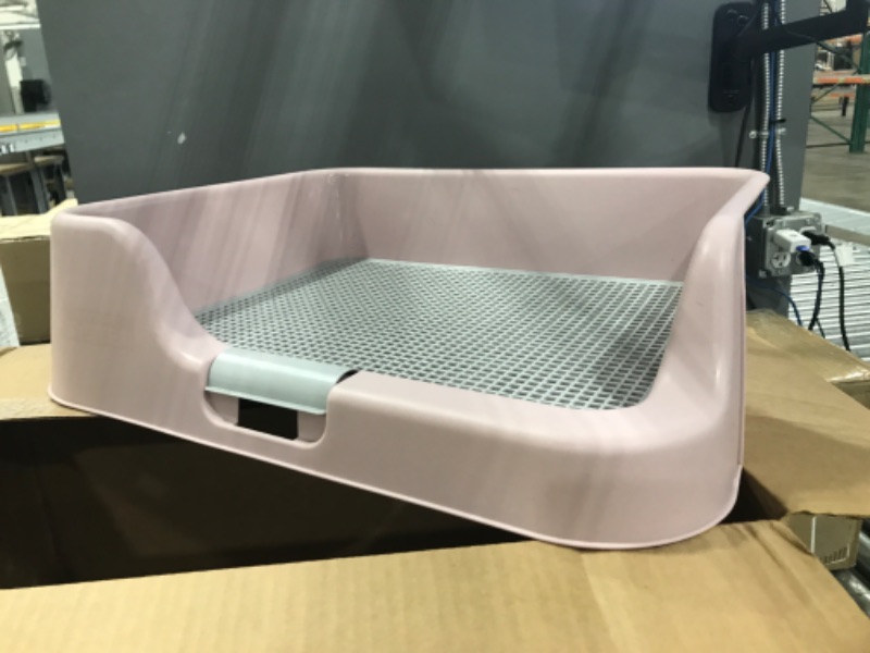 Photo 2 of [PS Korea] Indoor Dog Potty Tray – with Protection Wall Every Side for No Leak, Spill, Accident - Keep Paws Dry and Floors Clean (Pink)