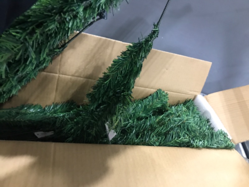 Photo 1 of 6ft Artificial Holiday Christmas Tree, Unlit Premium Hinged Spruce Holiday Xmas Tree with Metal Foldable Stand for Home, Office, Party Decoration Green 6FT