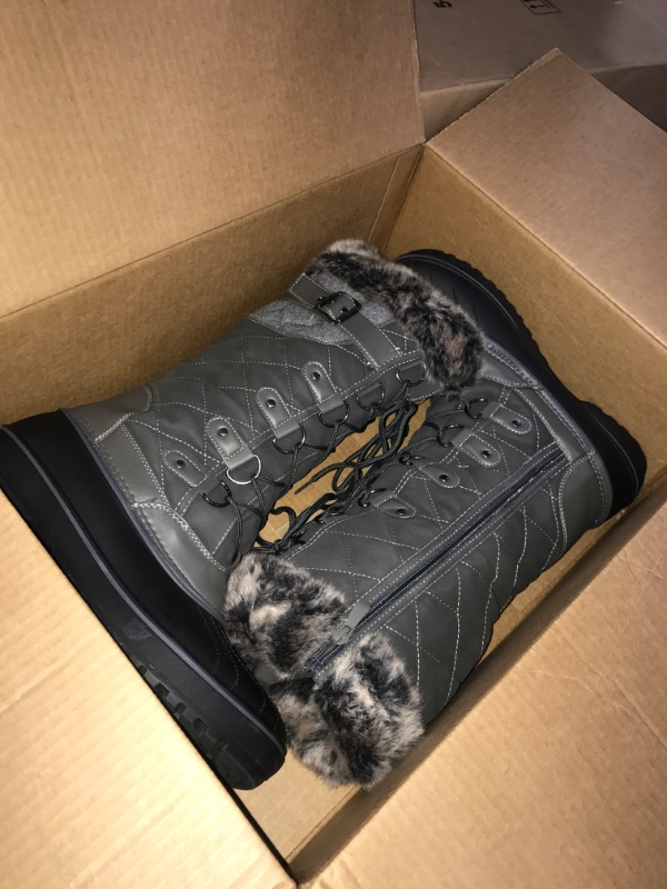 Photo 2 of DREAM PAIRS Women's DP Warm Faux Fur Lined Mid Calf Winter Snow Boots 11 Ava-grey