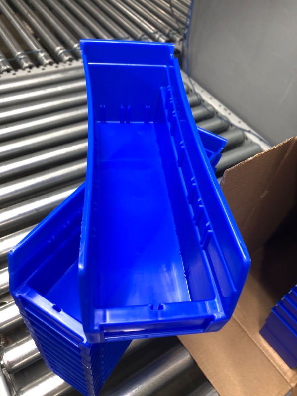 Photo 3 of Akro-Mils 30120 Plastic Nesting Shelf Bin Box, (12-Inch x 4-Inch x 4-Inch), Blue, (24-Pack) & 40120 Crosswise Width Plastic Divider for 30120, 30128, 30124 Shelf Bin Storage Bins, Black, (24-Pack) Blue Bin Box + Plastic Divider