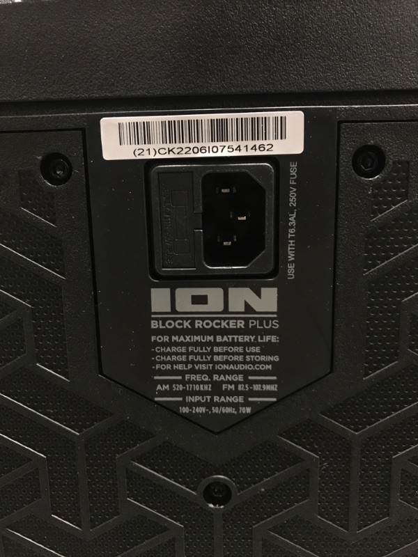 Photo 1 of ION Audio Block Rocker Plus - Portable Bluetooth Speaker 100W W/Battery, Karaoke Microphone, AM FM Radio, Wheels & Telescopic Handle and USB Charging, Black (TESTED)