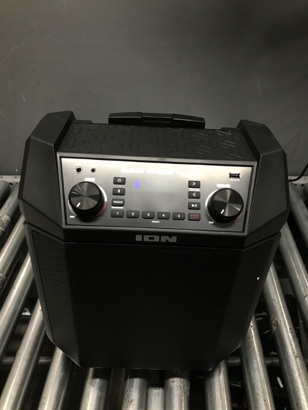 Photo 2 of ION Audio Block Rocker Plus - Portable Bluetooth Speaker 100W W/Battery, Karaoke Microphone, AM FM Radio, Wheels & Telescopic Handle and USB Charging, Black (TESTED)