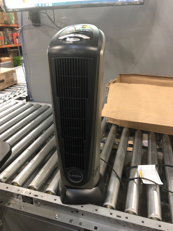 Photo 2 of ***PARTS ONLY*** Lasko Oscillating Ceramic Tower Space Heater for Home with Adjustable Thermostat, Timer and Remote Control, 22.5 Inches, Grey/Black, 1500W, 751320
