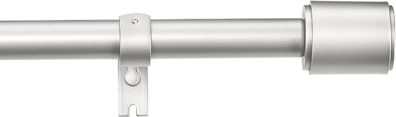 Photo 1 of 1-Inch Wall Curtain Rod with Cap Finials - 36 to 72 Inch, Nickel
