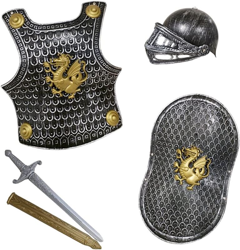 Photo 1 of Childs Knight Armor Gladiator Soldier 4 Pc Costume Set
