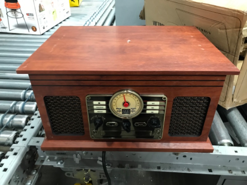 Photo 2 of Victrola Navigator 8-in-1 Classic Bluetooth Record Player with USB Encoding and 3-Speed Turntable Bundle with Victrola Wooden Stand for Wooden Music Centers with Record Holder Shelf, Mahogany