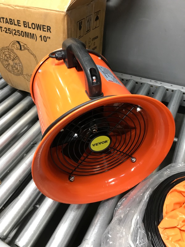 Photo 1 of VEVOR Utility Blower Fan 10 Inch Portable Ventilator High Velocity Utility Blower Mighty Mini Low Noise with 5M Duct Hose (10 Inch with 5M Duct Hose)