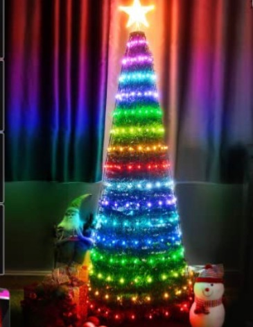 Photo 1 of 5ft Collapsible Christmas Tree with Lights Bluetooth Smart App Control Prelit Artificial Led Light Show Christmas Trees 27 Modes Pencil Outdoor Christmas Tree Light Show Dimmable Music Sync Schedule