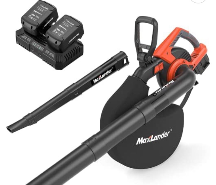 Photo 1 of ***TESTED BUT DOES NOT POWER ON, BATTERY AND CHARGER LIGHT UP ****
MAXLANDER 3 in 1 Cordless Leaf Blower & Vacuum with Bag, Brushless Battery Powered Leaf Vacuum Mulcher 40V 170MPH 330CFM 5 Speeds Leaf Blowers for Lawn Care 2 Pcs 4.0Ah Battery & Charger I