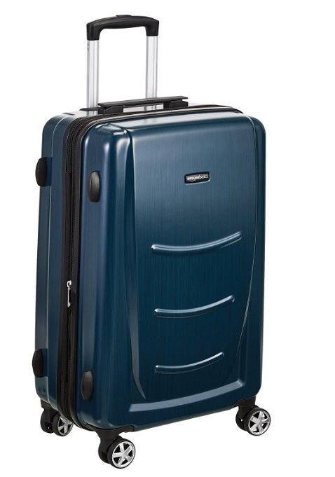 Photo 1 of Amazon Basics Hard Shell Carry On Spinner Suitcase Luggage - 22 Inch, Navy Blue
