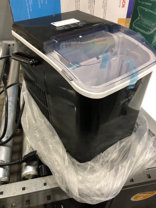 Photo 2 of *NONFUNCTIONAL* Silonn Countertop Ice Maker Machine, Portable Ice Makers Countertop with Handle, Makes up to 27 lbs. of Ice Per Day, 9 Cubes in 7 Mins, Self-Cleaning Ice Maker with Ice Scoop and Basket
