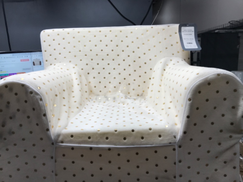 Photo 2 of *** See clerk notes**
Heritage Kids Royal Plush Foam Chair, Ivory Gold Dots