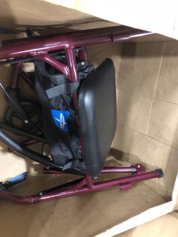 Photo 3 of Medline Steel Rollator Walker Burgundy 350 lbs Capacity