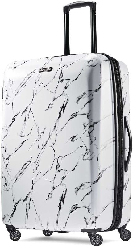 Photo 1 of American Tourister Moonlight Hardside Expandable Luggage with Spinner Wheels, Marble, Checked-Large 28-Inch
