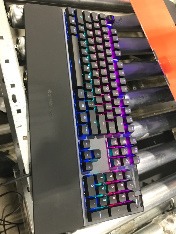 Photo 2 of SteelSeries Apex 5 Hybrid Mechanical Gaming Keyboard – Per-Key RGB Illumination – Aircraft Grade Aluminum Alloy Frame – OLED Smart Display (Hybrid Blue Switch) Hybrid Blue – Tactile & Clicky Apex 5