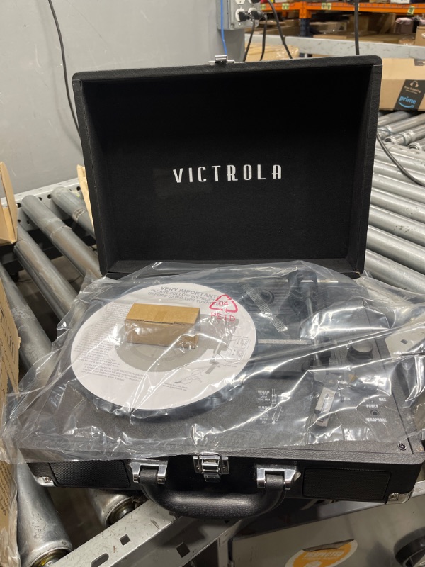 Photo 2 of Victrola Vintage 3-Speed Bluetooth Portable Suitcase Record Player with Built-in Speakers | Upgraded Turntable Audio Sound| Includes Extra Stylus | Black, Model Number: VSC-550BT-BK, 1SFA