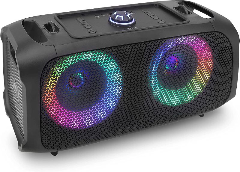 Photo 1 of Wireless Portable Bluetooth Boombox Speaker - 500W Rechargeable Boom Box Speaker Portable Barrel Loud Stereo System - Flashing LED, FM Radio/Aux/MP3/USB Flash Drive/Micro SD, & 1/4 in - Pyle PPHP652B
