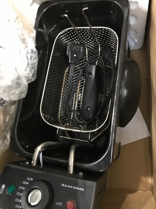 Photo 4 of ***PARTS ONLY*** Ovente Electric Deep Fryer 2 Liter Capacity, 1500W with Lid, Viewing Window, Adjustable Temperature Knob and Stainless Steel Frying Basket Perfect for Fried Chicken, Nuggets & Fries, Silver FDM2201BR Silver - 2 Liter