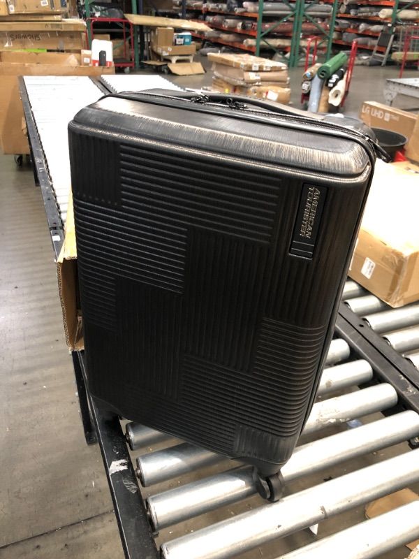 Photo 2 of ***DAMAGED*** American Tourister Stratum XLT Expandable Hardside Luggage with Spinner Wheels, Jet Black, Carry-On 21-Inch Carry-On 21-Inch Jet Black