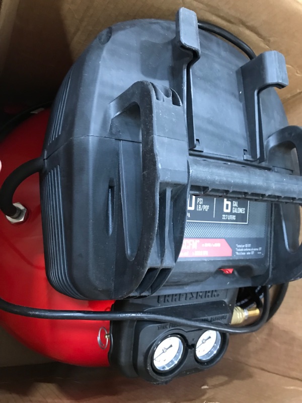 Photo 3 of CRAFTSMAN Air Compressor, 6 Gallon, Pancake, Oil-Free with 13 Piece Accessory Kit (CMEC6150K)