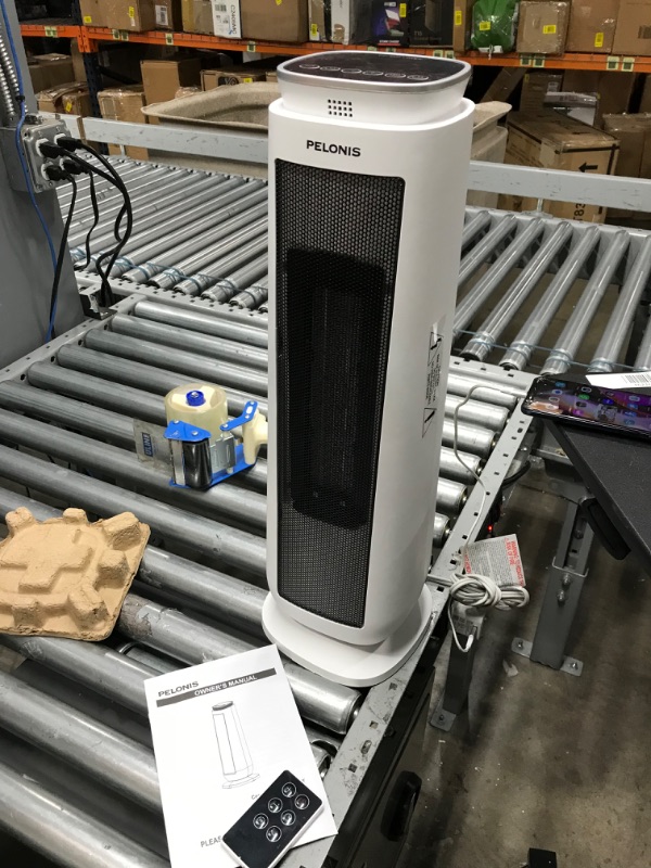 Photo 1 of PELONIS PHTPU1501 Ceramic Tower 1500W Indoor Space Heater with Oscillation, Remote Control, Programmable Thermostat & 8H Timer, ECO Mode, Tip-Over Switch & Overheating Protection, White PTC Heater White