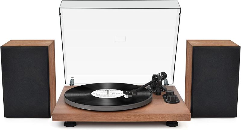 Photo 1 of Vinyl Record Player Dual Bluetooth Turntable with HiFi Bookshelf Speakers Build in Preamp USB Recording Speed Adjust Counter Weight,Vintage LP Player with Magnetic Cartridge for Vinyl Records
