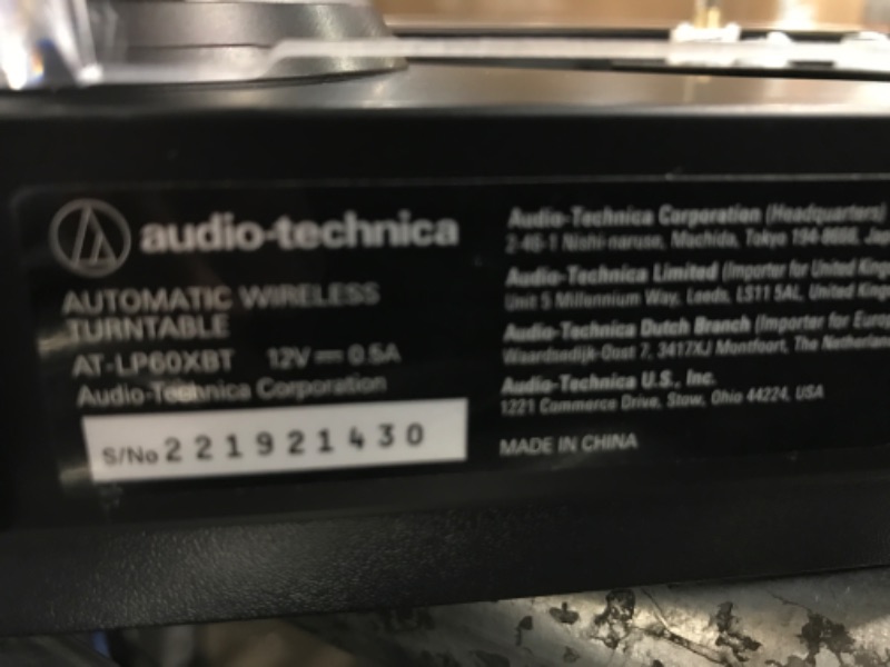 Photo 4 of Audio-Technica AT-LP60XBT-BK Fully Automatic Bluetooth Belt-Drive Stereo Turntable, Black, Hi-Fi, 2 Speed, Dust Cover, Anti-Resonance, Die-cast Aluminum Platter
