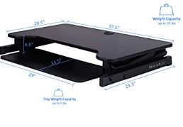 Photo 1 of Rocelco 37.5" Deluxe Height Adjustable Standing Desk Converter with Dual Monitor Mount Bundle | Quick Sit Stand Up Computer Workstation Riser | Large Retractable Keyboard Tray | Black (R DADRB-DM2) 37.5" Riser