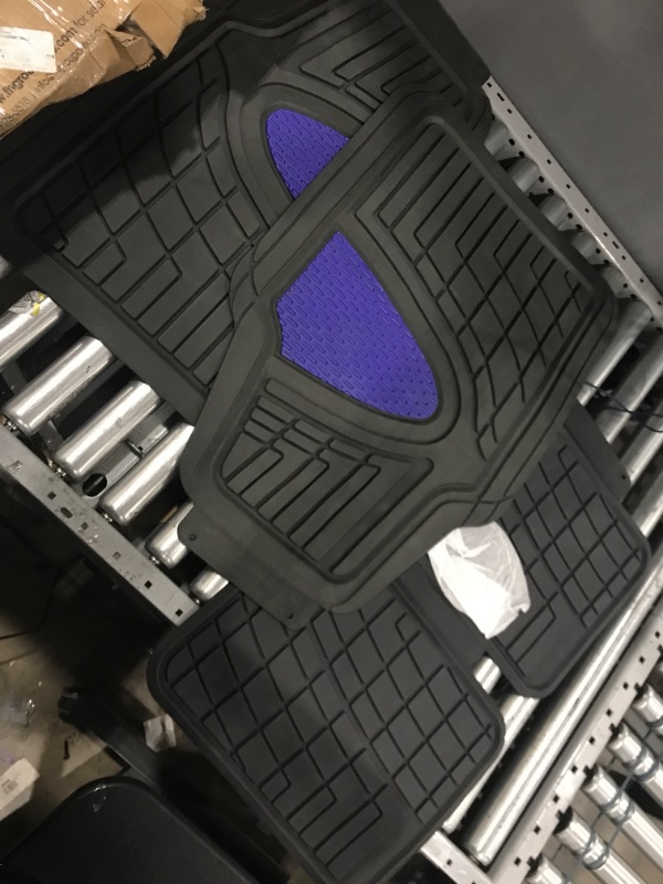 Photo 2 of Automotive Floor Mats Blue Universal Fit Heavy Duty Rubber fits Most Cars, SUVs, and Trucks, Full Set Trim to Fit FH Group F11311BLUE