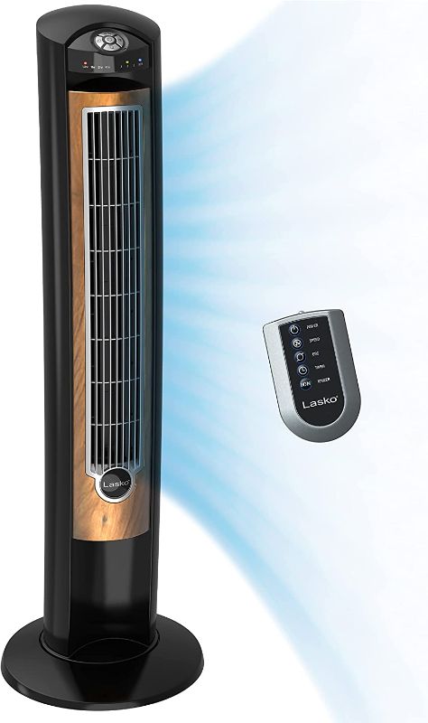 Photo 1 of Lasko Products Portable Electric 42" Oscillating Tower Fan with Fresh Air Ionizer, Timer and Remote Control for Indoor, Bedroom and Home Office Use, Blackwood T42950
