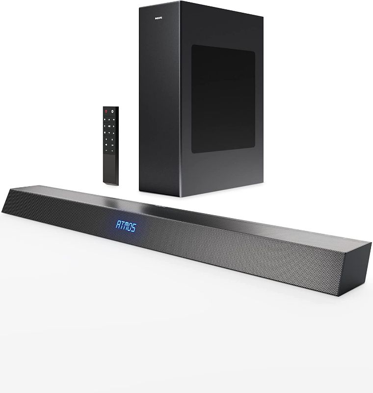 Photo 1 of (PARTS ONLY) *SUBWOOFER DOES'T WORK* PHILIPS Bluetooth Sound bar for tv, Dolby Atmos Soundbar with Wireless Subwoofer 2.1-Channel Surround Sound System Home Theater Audio Speakers, DTS Play-Fi, Amazon Echo, AirPlay 2,Compatible TAB8405
