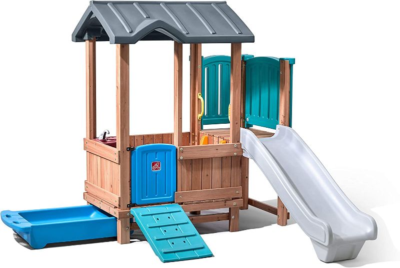 Photo 1 of *PARTS ONLY* INCOMPLETE* Step2 Woodland Adventure Playhouse & Slide | Kids Wooden Playset with Slide, Brown

