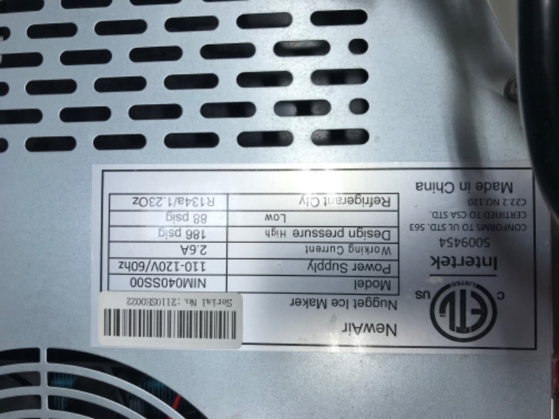 Photo 3 of Newair Nugget Ice Maker, Sonic Speed Countertop Crunchy Ice Pellet Machine 45 lbs. of Ice a Day, Stainless Steel, Self-Cleaning Function and BPA-Free Parts, Perfect for Home, Kitchen, and More 45lb