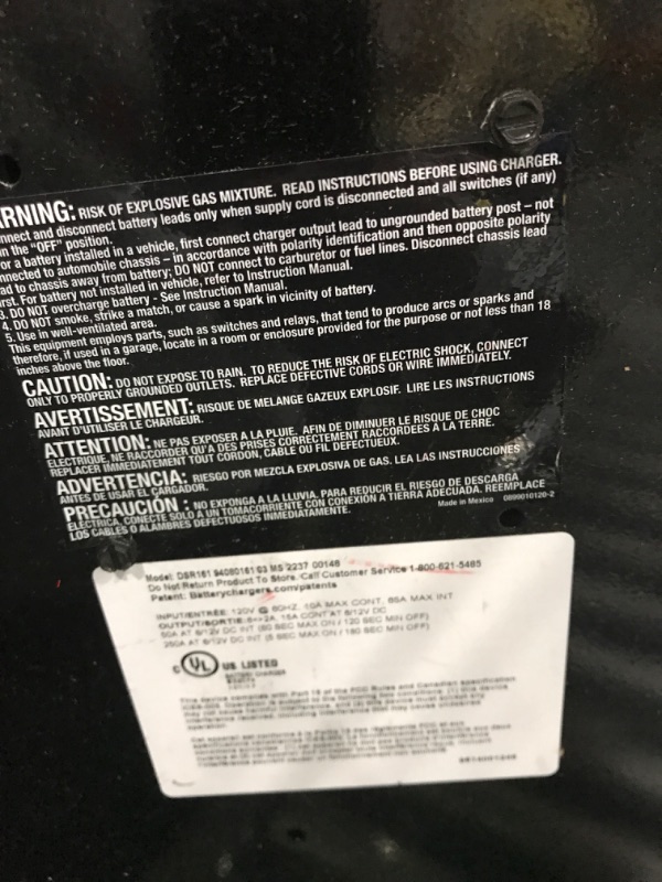 Photo 4 of Schumacher DSR Pro Series DSR161 Fully Automatic Battery Charger with Engine Starter, Boost, and Maintainer- 250 Peak Amps, 6V/12V