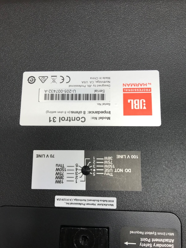 Photo 3 of *missing cables//unable to test!*  JBL Professional Control 31 Two-Way High-Output Indoor-Outdoor Monitor Speaker, Black Black 10-Inch 250-Watt