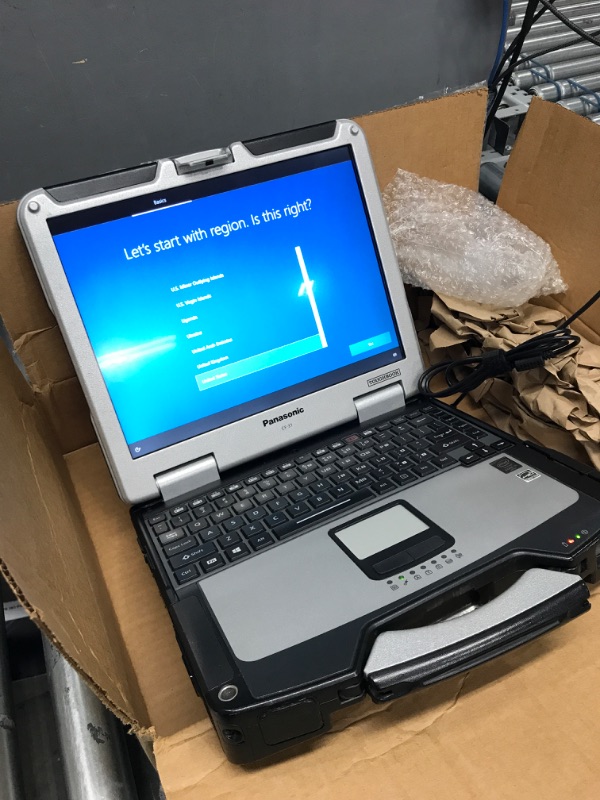 Photo 2 of tested: works
has scratches 
Panasonic Toughbook CF-31, i5 3rd Gen, 13.1-inch XGA Touchscreen, 8GB, 240GB SSD, Windows 10 Pro, WiFi, Bluetooth, GPS, DVD Multi Drive, 4G LTE (Renewed) 8 GB | 240 SSD | GPS, DVD, 4G LTE