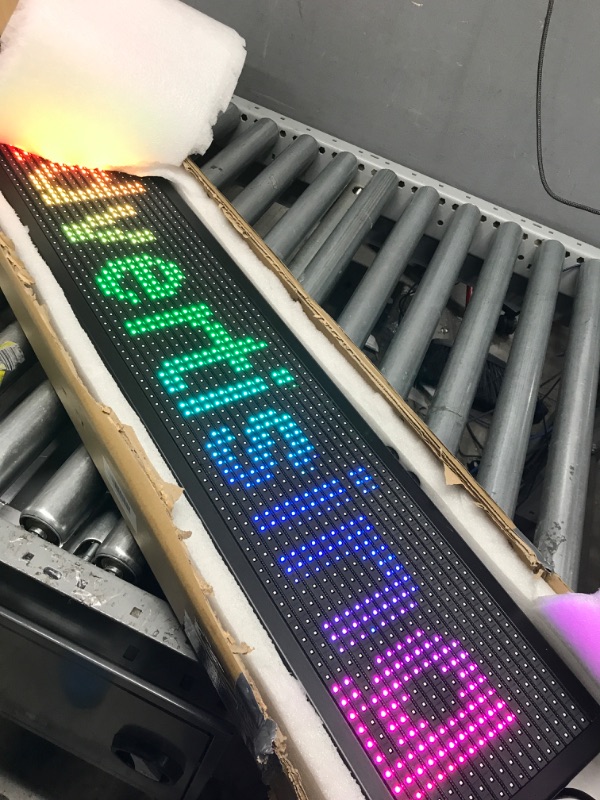 Photo 1 of opened 
tested; works 
LED WiFi+USB RGB color sign 40" x 8" with high resolution P10 and new SMD technology. Perfect solution for advertising