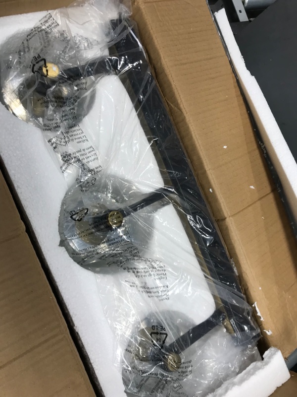 Photo 2 of *GOOD CONDITION* Amwajia Bathroom Light Fixtures Over Mirror Modern 3 Light Crystal Vanity Light Black and Brass Fixtures 6000K White Light Indoor Wall Light?3 Light? round lampshade 3 light