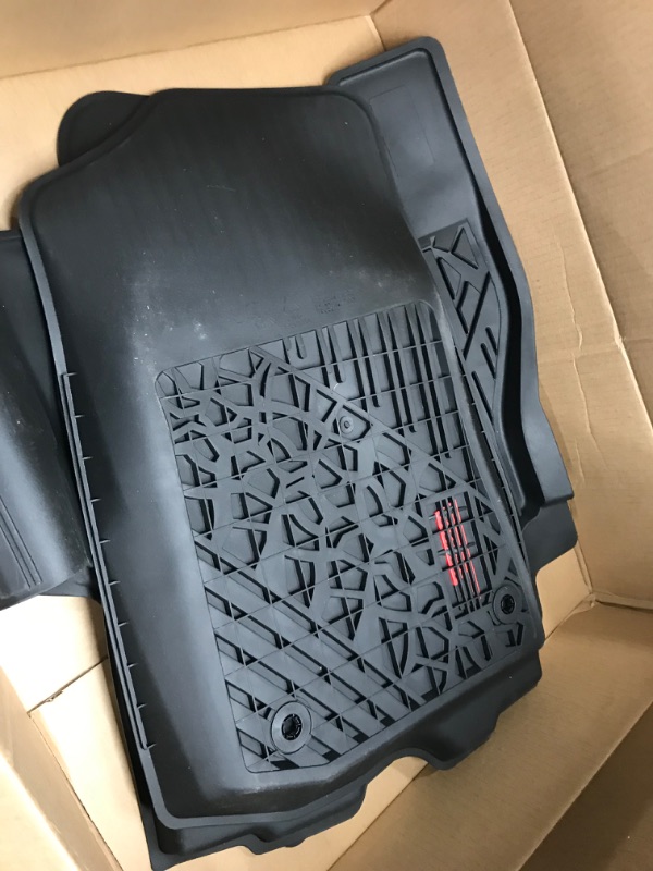 Photo 2 of 3W Floor Mats Compatible for 2018-2023 Jeep Wrangler JL Unlimited 4 Doors TPE Floor Liner 1st and 2nd Row Full Set Car Mats with Red Logo (Not for JK, 4XE) Black Red Logo/Jeep Wrangler JL Floor Mats