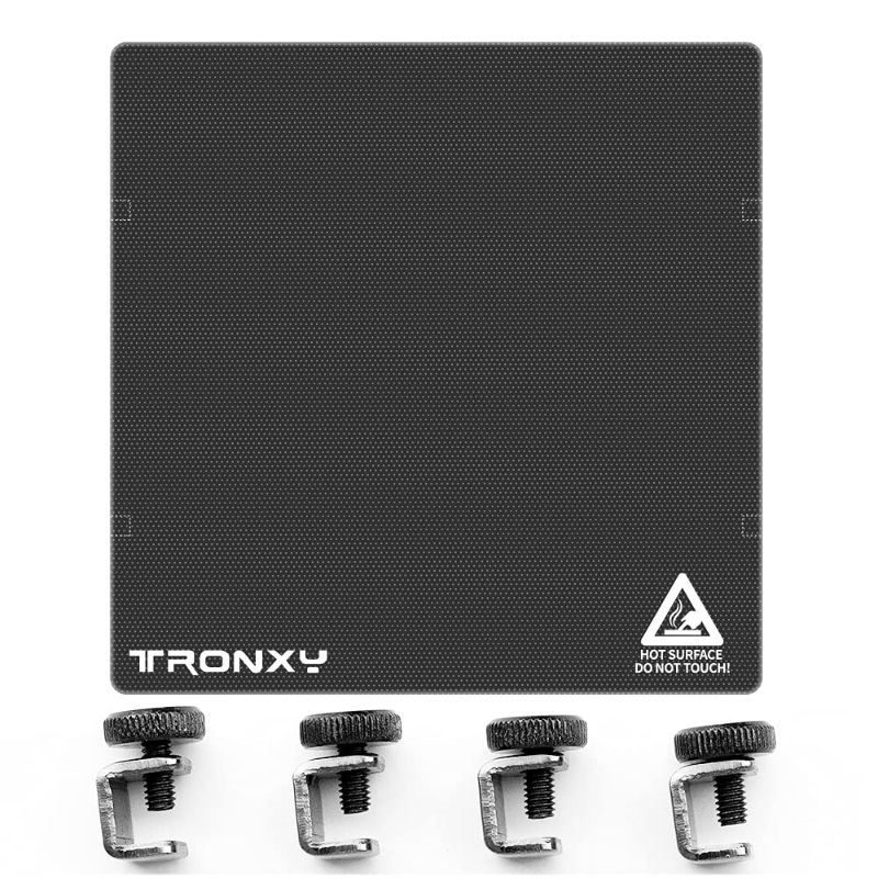 Photo 1 of TRONXY X5SA/X5SA PRO Glass Bed Upgraded 3D Printer Glass Platform Heated Bed Build Surface Tempered Glass Plate for 3D Printer, 330x330mm with 4 Clips,3D Printing Parts
