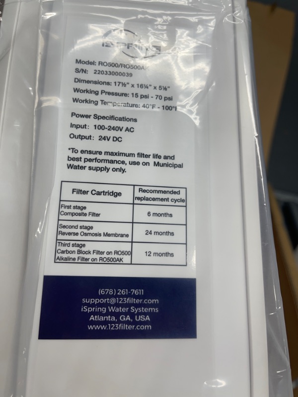 Photo 9 of iSpring RO500AK-ORB Tankless RO Reverse Osmosis Water Filtration System, 500 GPD Fast Flow with Natural pH Alkaline Remineralization, Oil Rubbed Faucet, 2:1 Pure to Drain Ratio, White