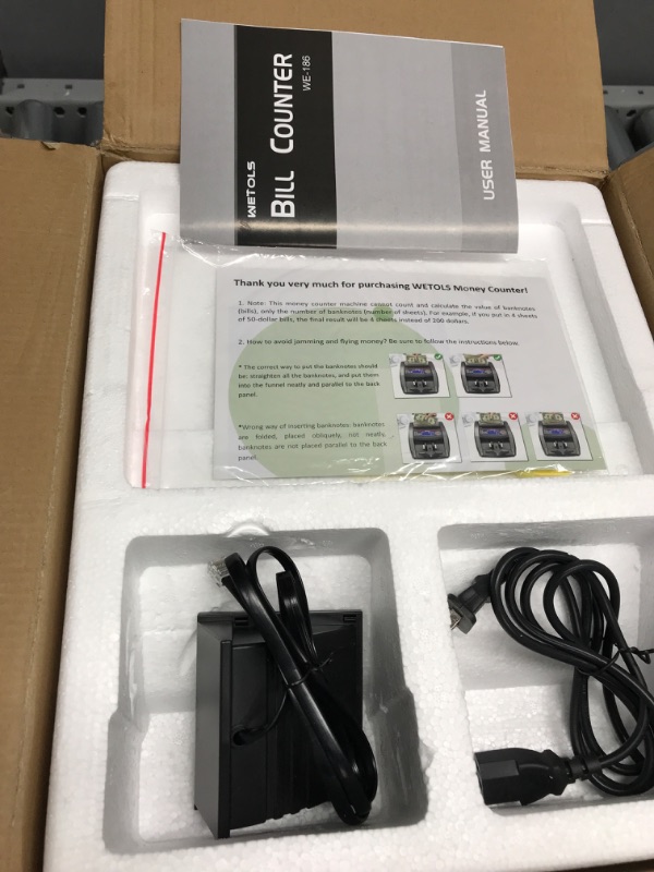 Photo 1 of WETOLS Money Counter Machine with 3 Screens, UV/IR/DD/MG/MT Counterfeit Detection, USD/EUR, Portable Bill Counter with Add/Batch/Auto/Count/Reset Modes, 1,000 Bills/Min (NOT Count Value of Bills)