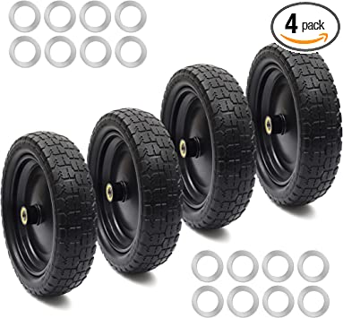 Photo 1 of (4-Pack) 13‘’ Tire for Gorilla Cart - Solid Polyurethane Flat-Free Tire and Wheel Assemblies - 3.15” Wide Tires with 5/8 Axle Borehole and 2.1” Hub
