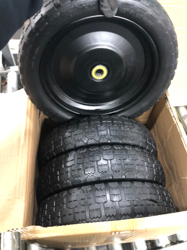 Photo 2 of (4-Pack) 13‘’ Tire for Gorilla Cart - Solid Polyurethane Flat-Free Tire and Wheel Assemblies - 3.15” Wide Tires with 5/8 Axle Borehole and 2.1” Hub
