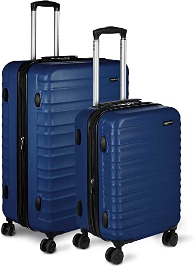 Photo 1 of Amazon Basics 2-Piece Set Hardside Spinner, Navy Blue (21-inch and 30-inch)
